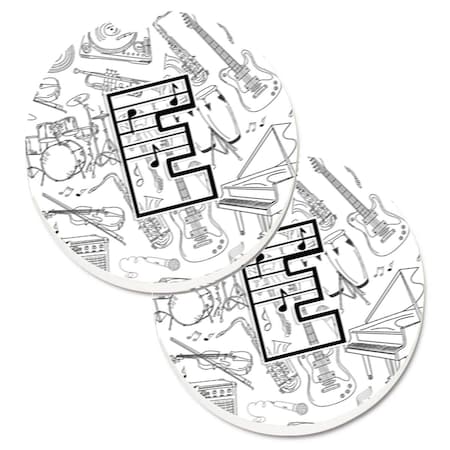 Carolines Treasures Letter E Musical Note Letters Set of 2 Cup Holder Car Coaster CJ2007-ECARC